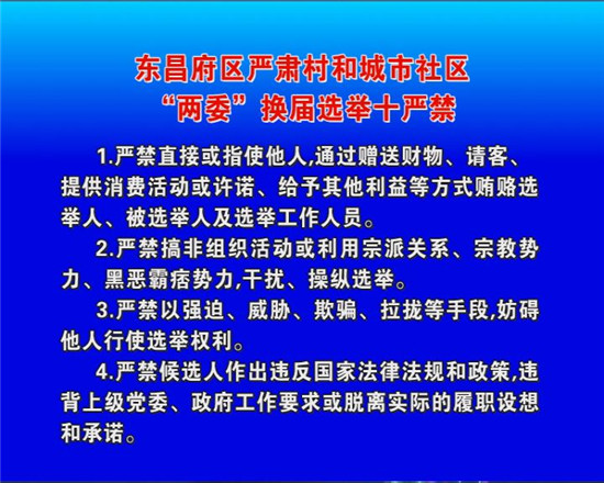 東昌府區(qū)嚴肅村和城市社區(qū)“兩委”換屆選舉十嚴禁
