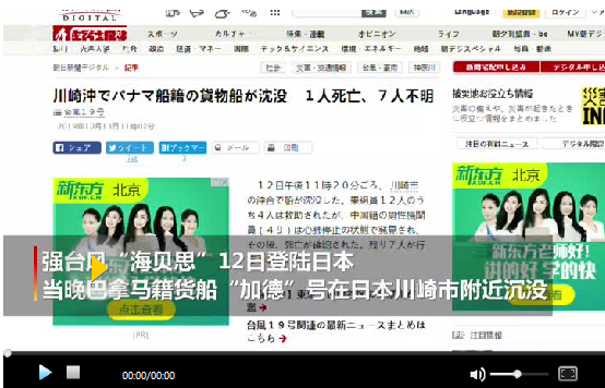 一貨船臺(tái)風(fēng)天在日本近海沉沒 5名中國籍船員遇難
