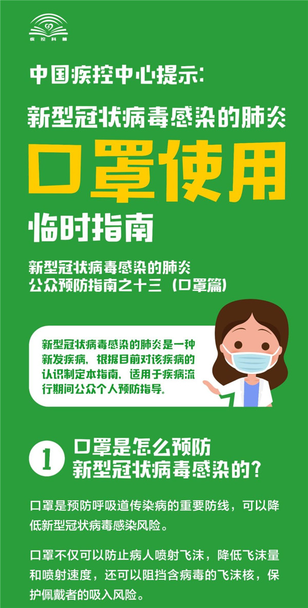 中國疾控中心提示：如何正確使用口罩