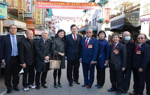中國(guó)駐美大使走訪舊金山唐人街