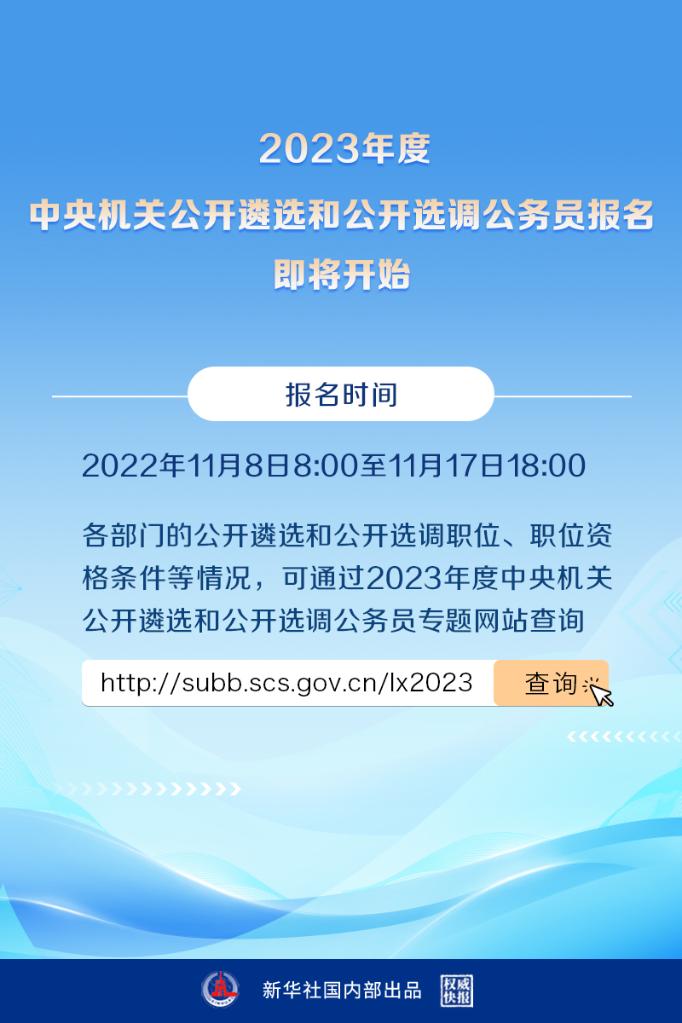 權(quán)威快報丨2023年度中央機關(guān)公開遴選和公開選調(diào)公務(wù)員報名即將開始