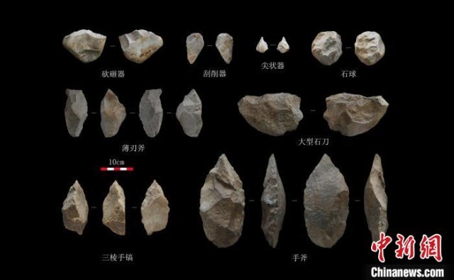 洛南夜塬遺址第三期石制品。 陜西省考古研究院供圖