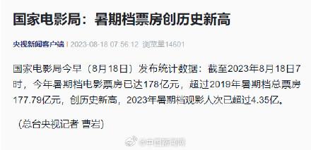 國家電影局：暑期檔票房創(chuàng)歷史新高