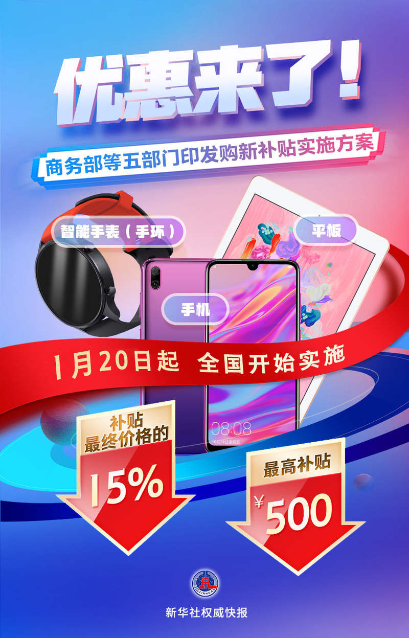 1月20日起！手機等數(shù)碼產(chǎn)品購新補貼將陸續(xù)實施